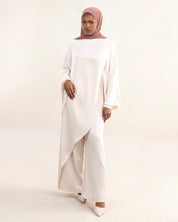 Luna Asymmetrical Drape Set | Cream