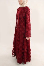 Wardeh Floral Abaya | Burgundy