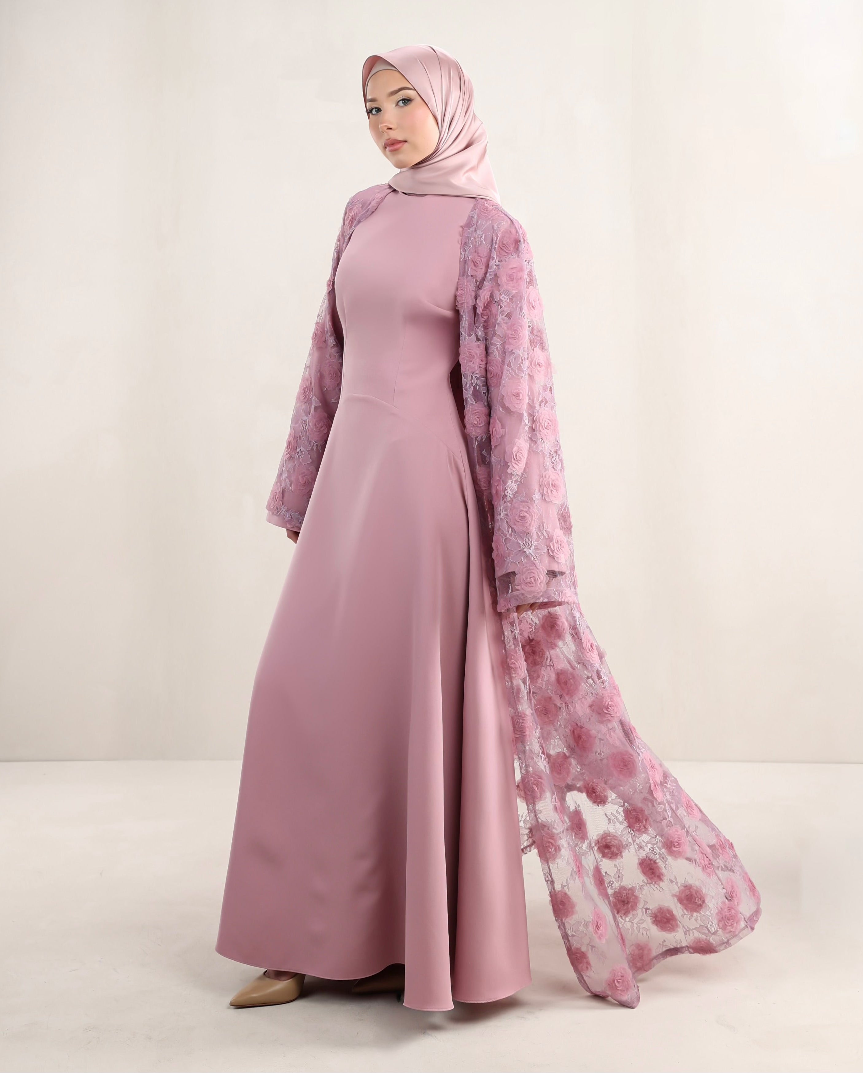 Wardeh Floral Abaya | Pink