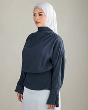 Sana Draped Top | Navy