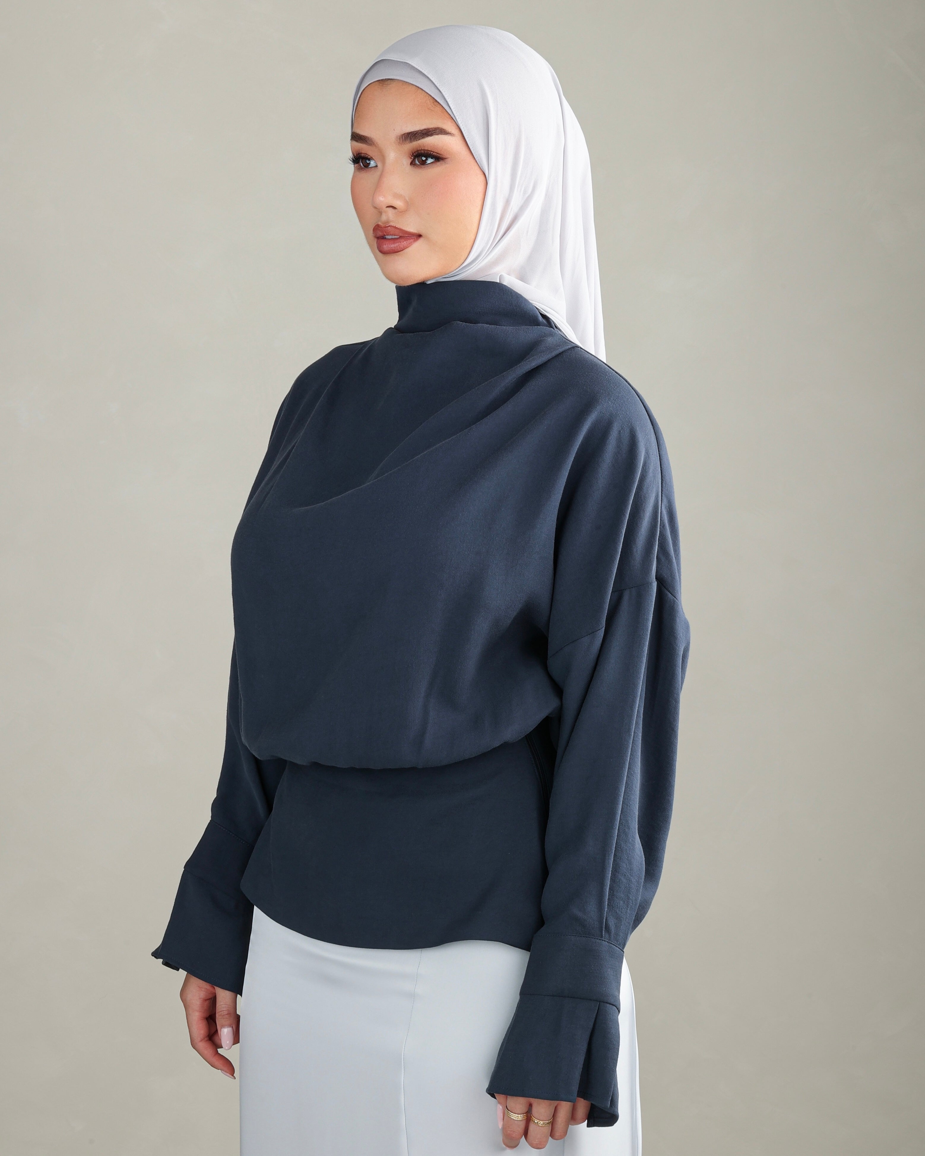 Sana Draped Top | Navy