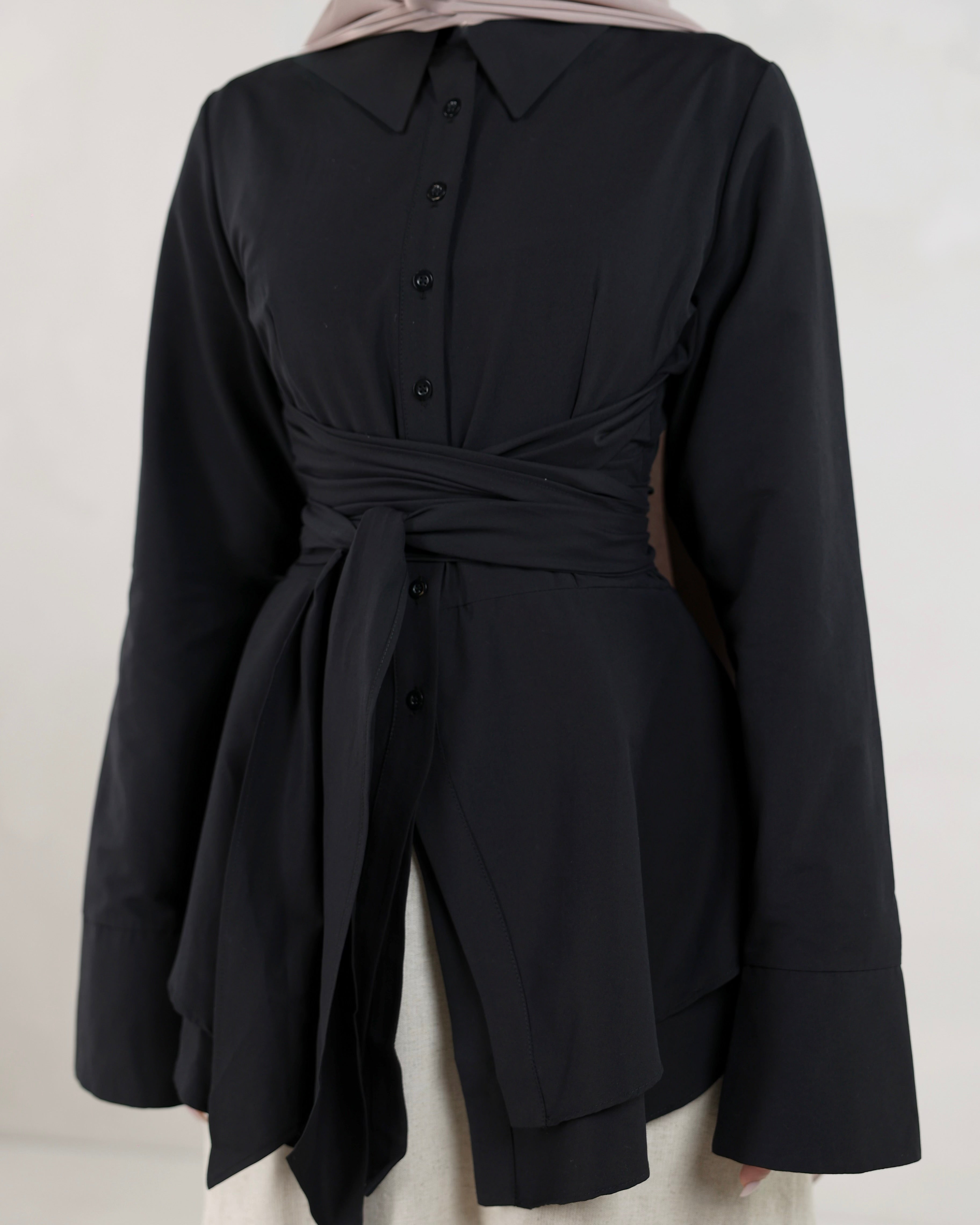 Hana Wrap Shirt | Noir