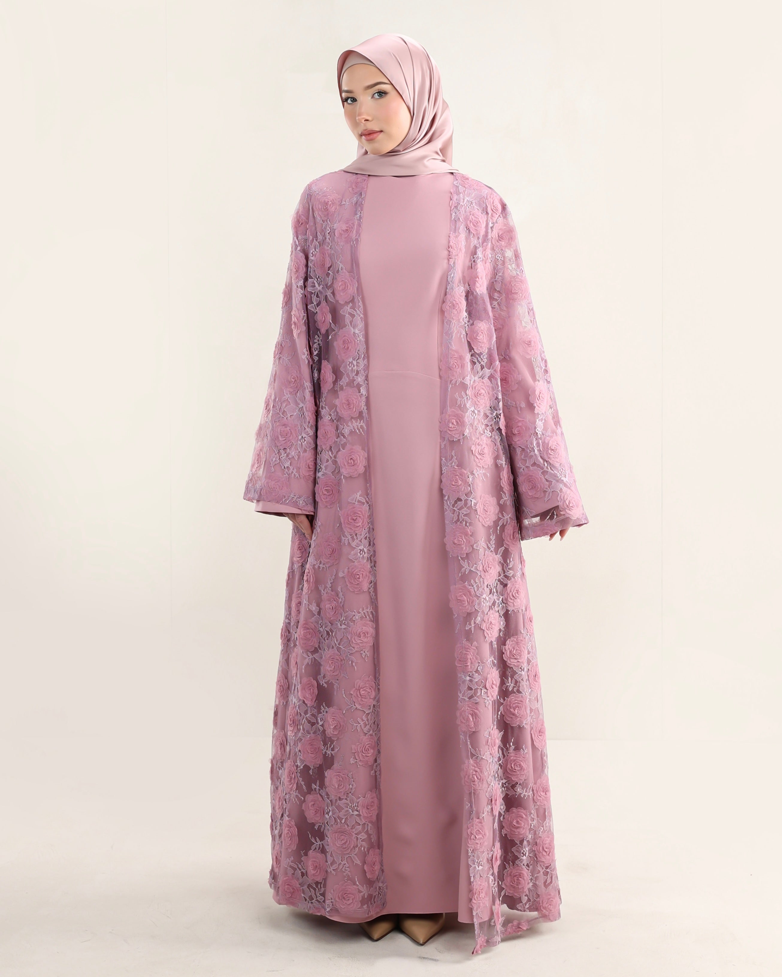 Wardeh Floral Abaya | Pink