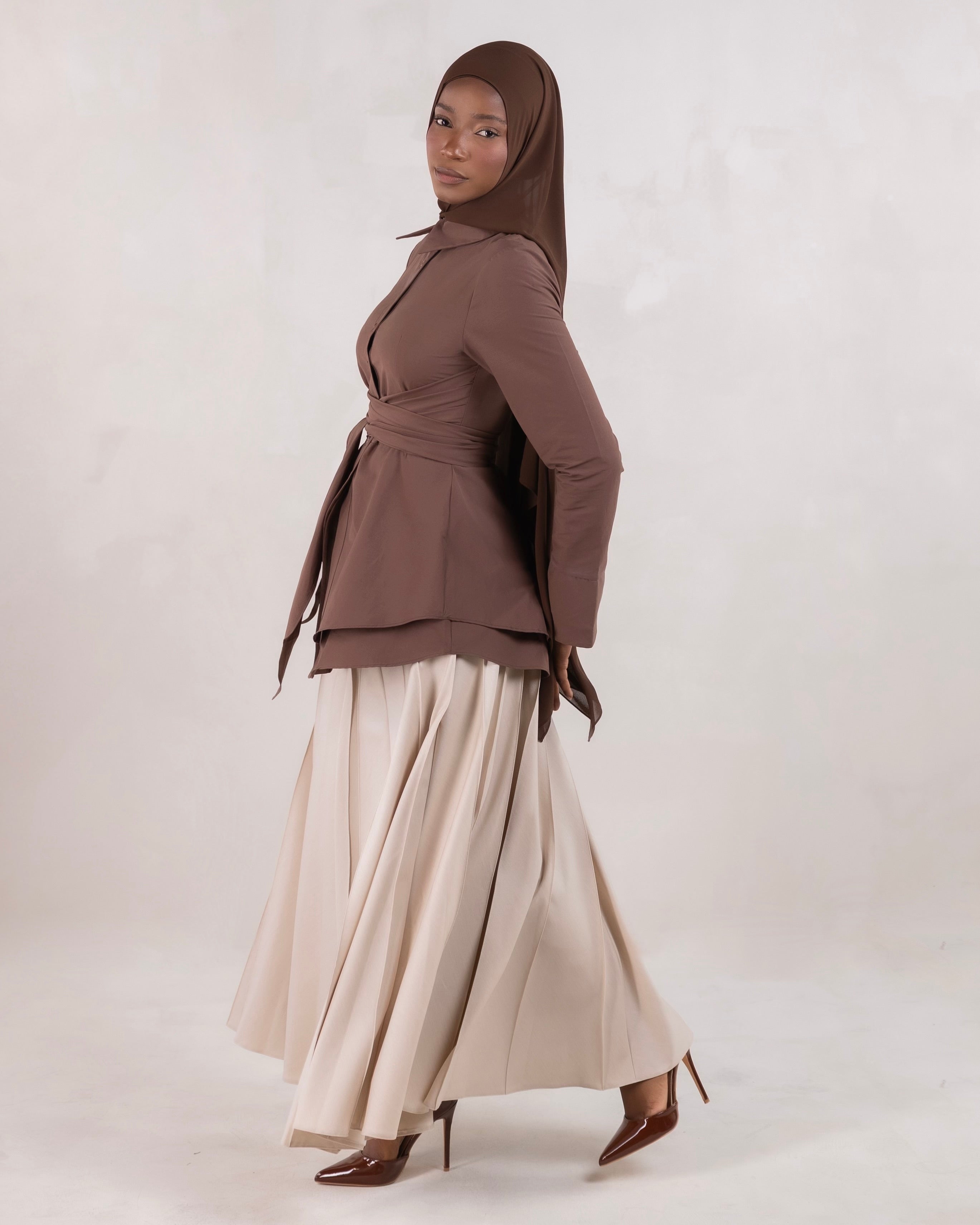 Hana Wrap Shirt | Chocolate