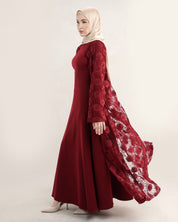 Wardeh Floral Abaya | Burgundy