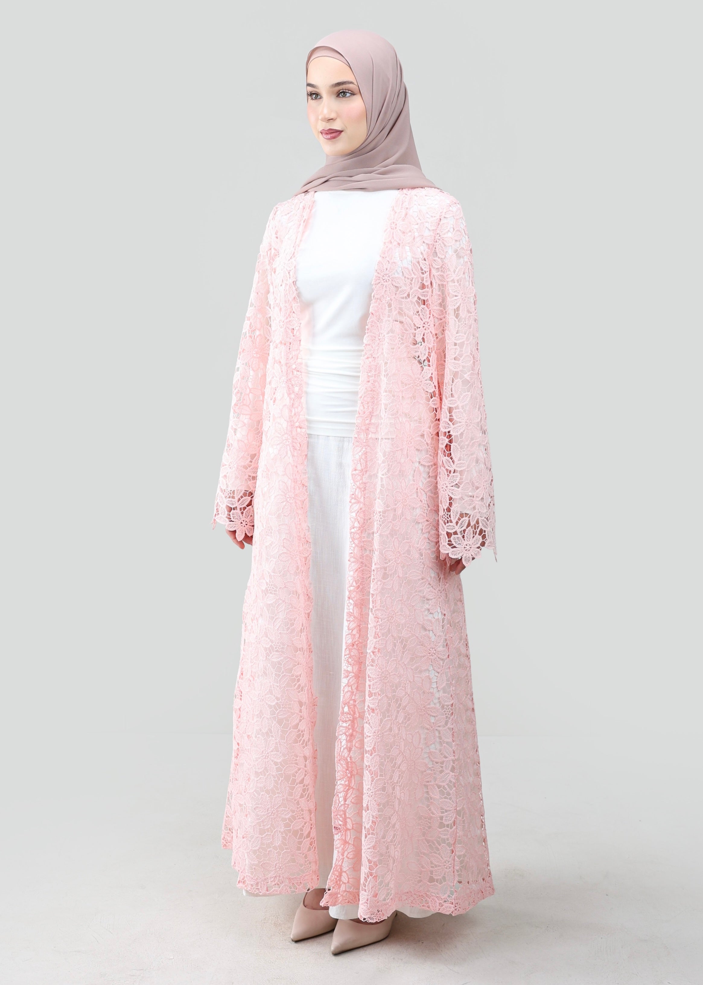 Catalina Crochet Abaya | Pink
