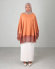 Lara Fringe Cape | Terracotta