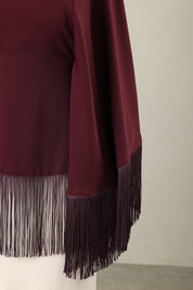 Lara Fringe Cape | Burgundy