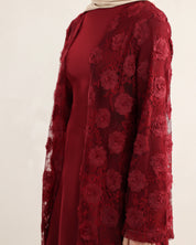 Wardeh Floral Abaya | Burgundy