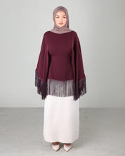 Lara Fringe Cape | Burgundy