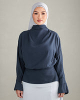 Sana Draped Top | Navy