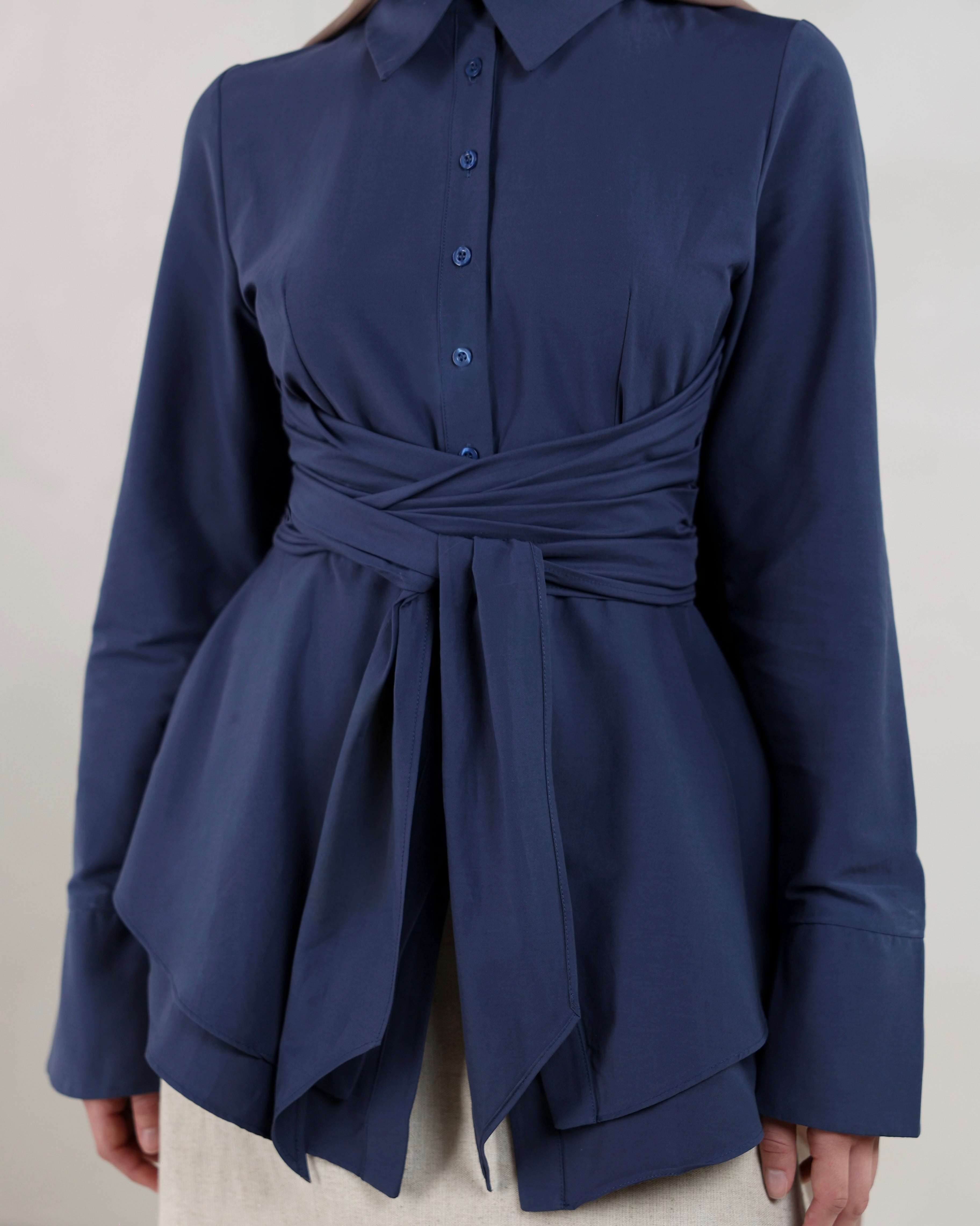 Hana Wrap Shirt | Denim Blue