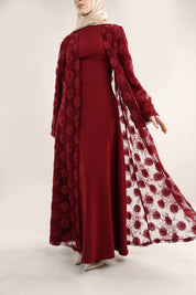 Wardeh Floral Abaya | Burgundy