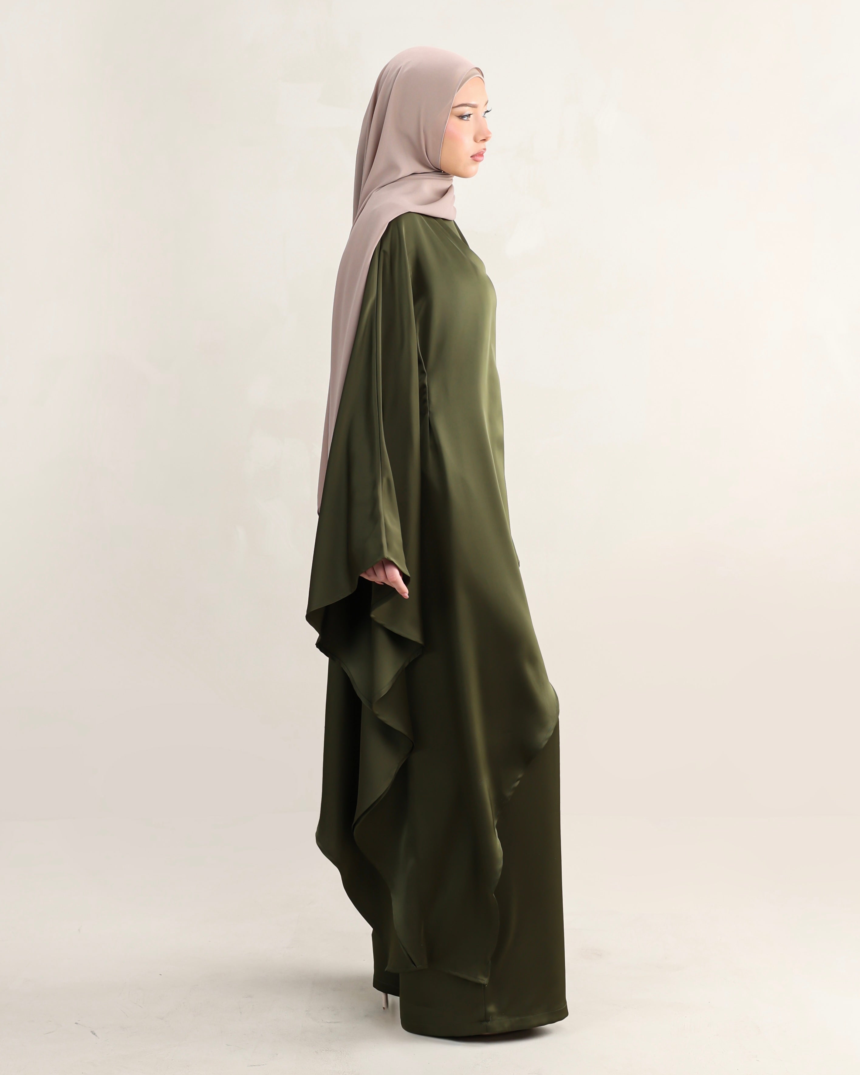 Luna Asymmetrical Drape Set | Olive