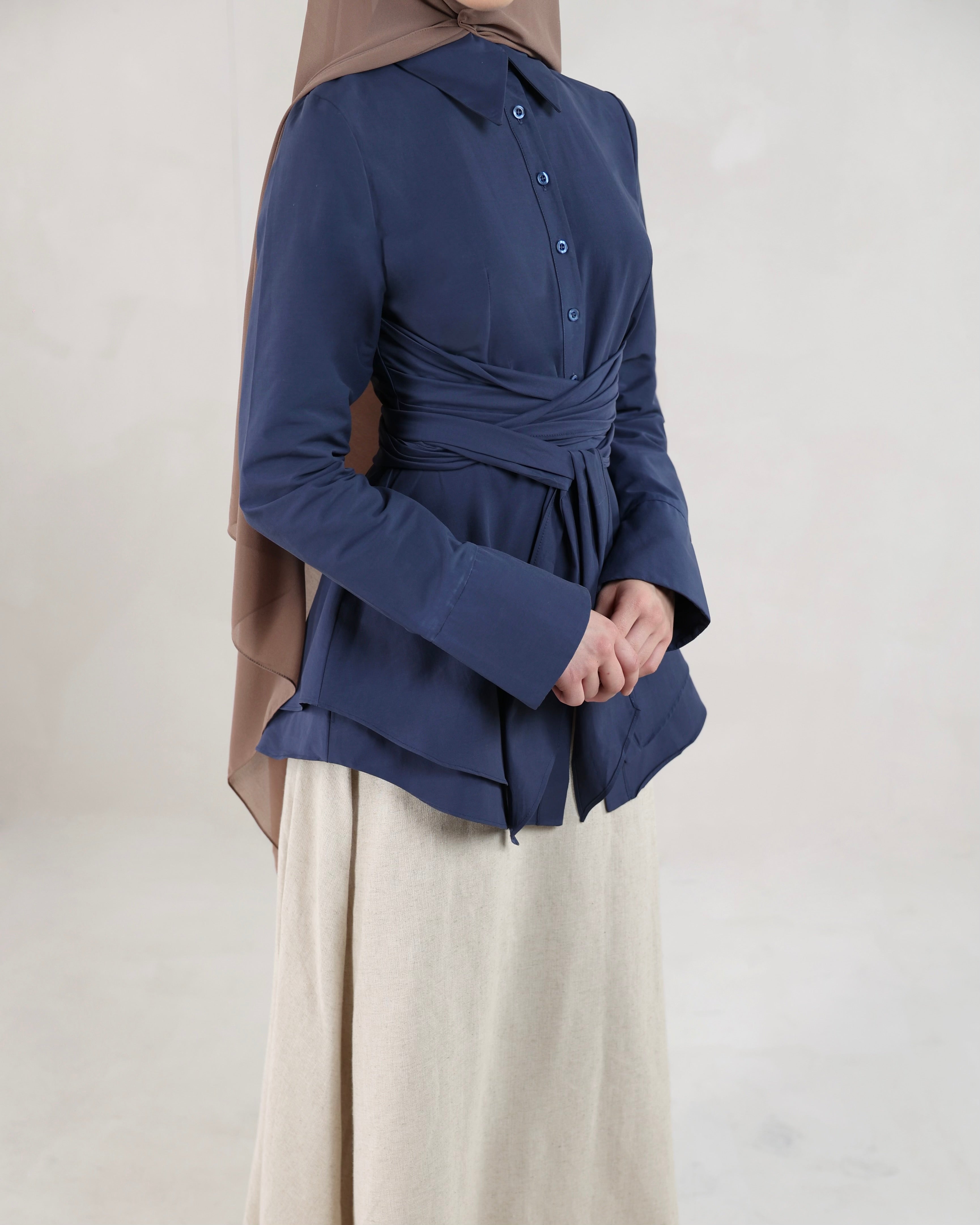 Hana Wrap Shirt | Denim Blue
