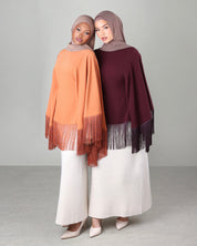 Lara Fringe Cape | Burgundy