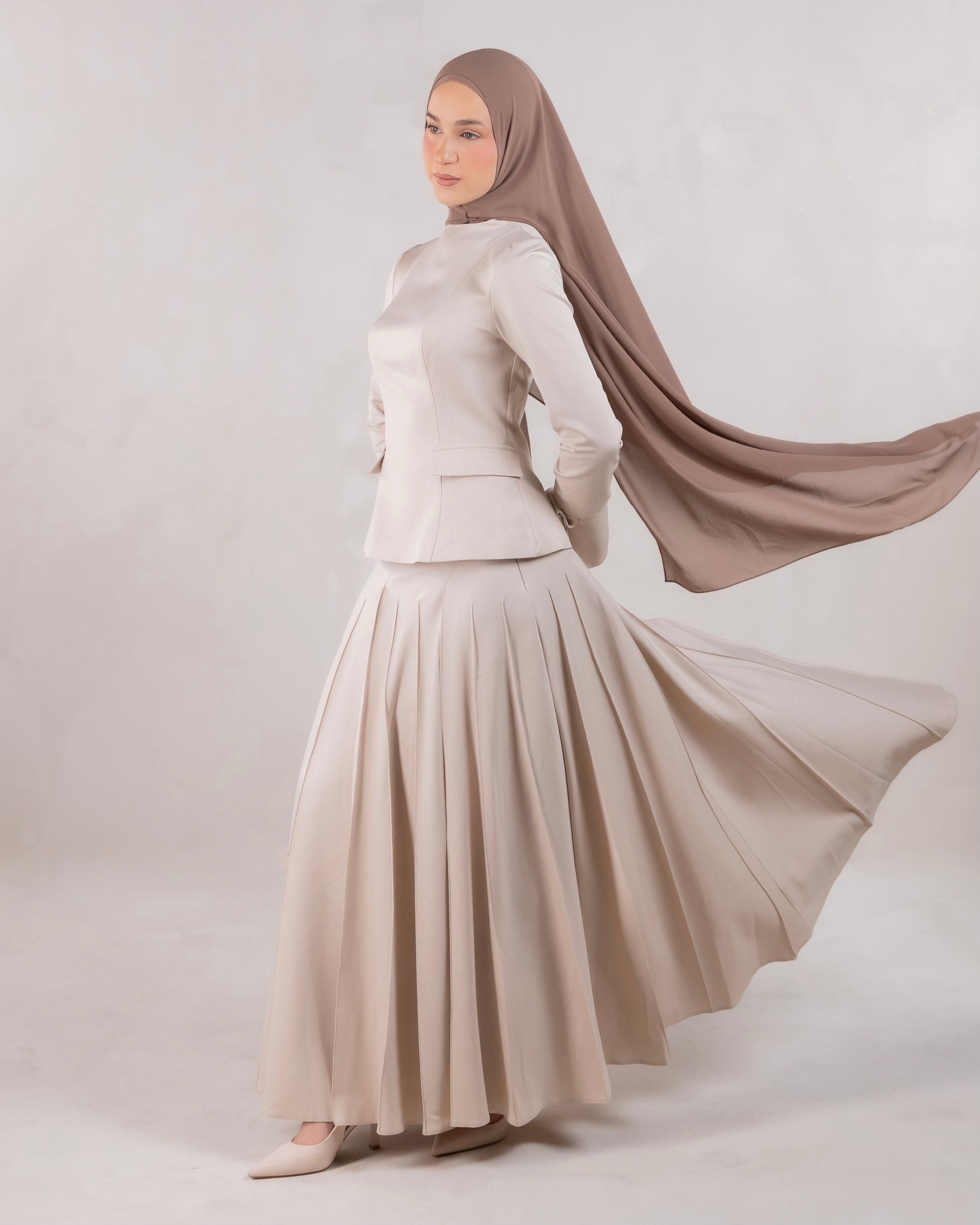 Amara Pleated Skirt | Oatmeal – batulthecollection