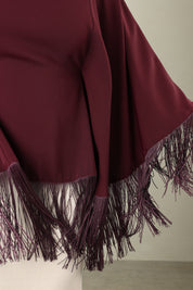 Lara Fringe Cape | Burgundy