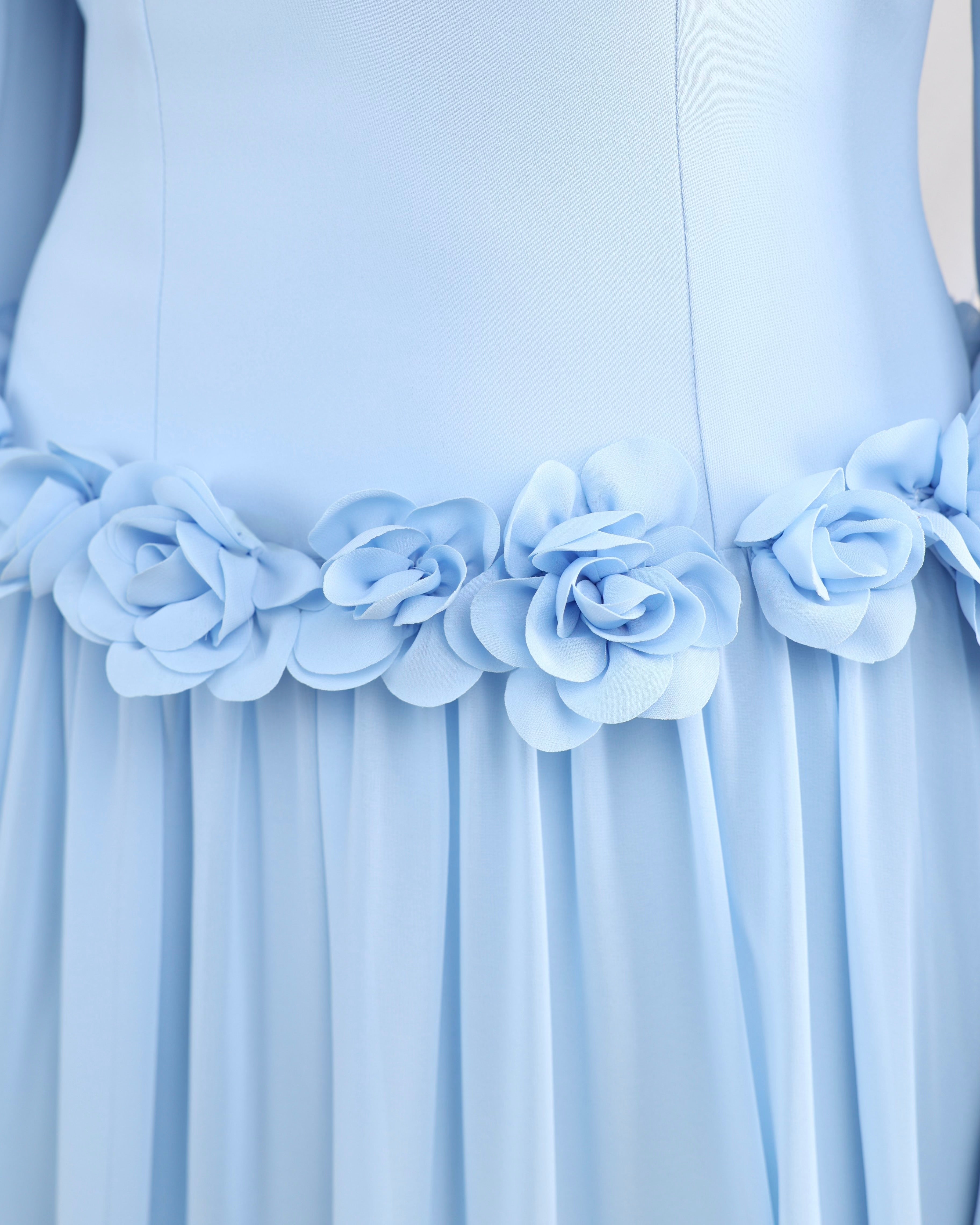 Amaya Flowerfall Gown | Baby Blue