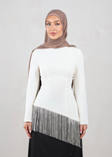 Iman Fringe Tunic | Ecru